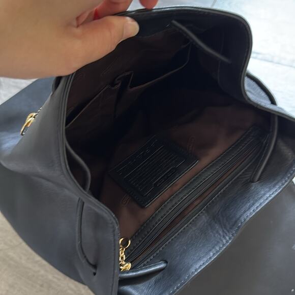 Vintage Coach Hampton Legacy Smooth Black Leather Backpack Bag Y2K - Picture 5 of 9